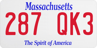 MA license plate 287QK3