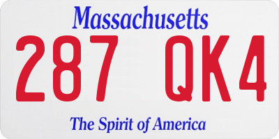 MA license plate 287QK4