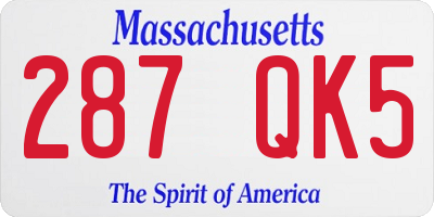 MA license plate 287QK5