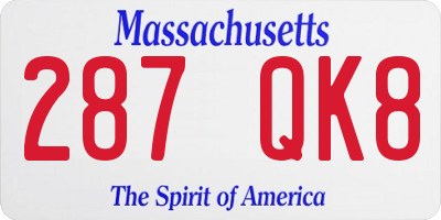 MA license plate 287QK8
