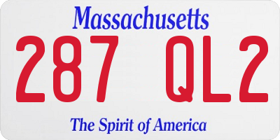 MA license plate 287QL2