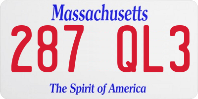MA license plate 287QL3