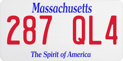 MA license plate 287QL4