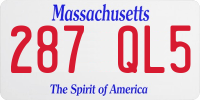 MA license plate 287QL5