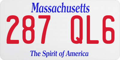MA license plate 287QL6