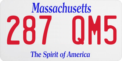 MA license plate 287QM5