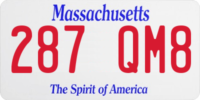 MA license plate 287QM8