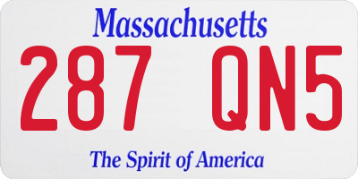 MA license plate 287QN5