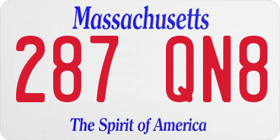 MA license plate 287QN8