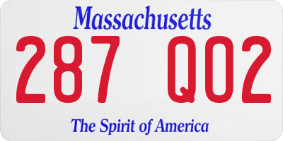 MA license plate 287QO2