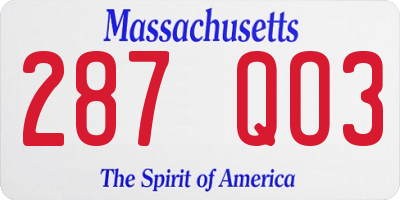 MA license plate 287QO3