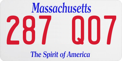 MA license plate 287QO7