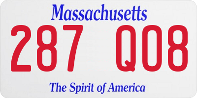 MA license plate 287QO8