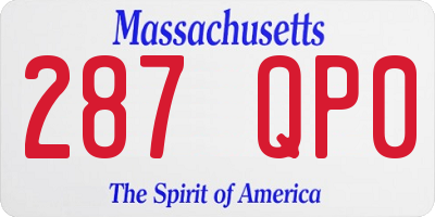 MA license plate 287QP0