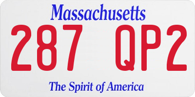 MA license plate 287QP2