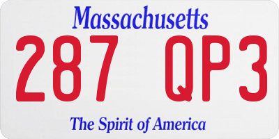 MA license plate 287QP3