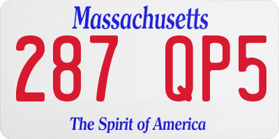 MA license plate 287QP5