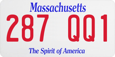MA license plate 287QQ1