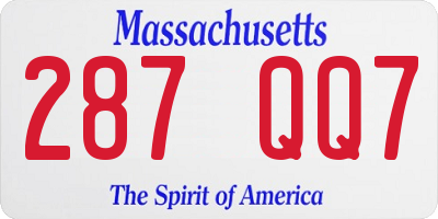 MA license plate 287QQ7