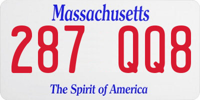 MA license plate 287QQ8