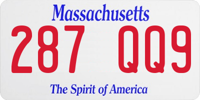 MA license plate 287QQ9