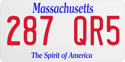 MA license plate 287QR5