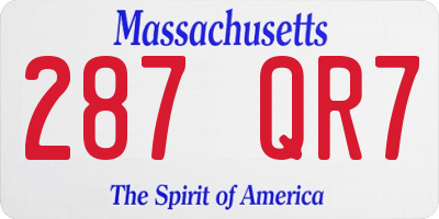 MA license plate 287QR7