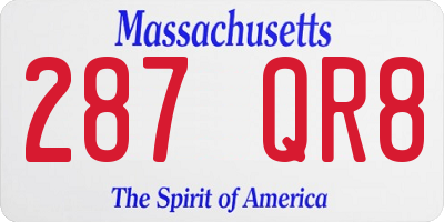 MA license plate 287QR8