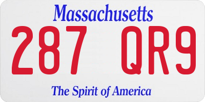 MA license plate 287QR9