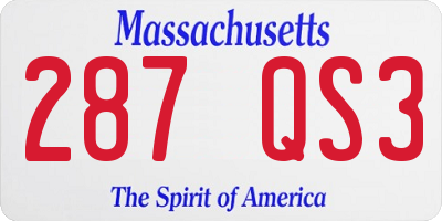 MA license plate 287QS3