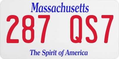 MA license plate 287QS7