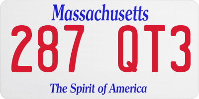 MA license plate 287QT3