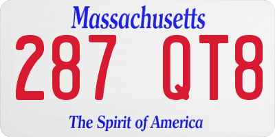 MA license plate 287QT8