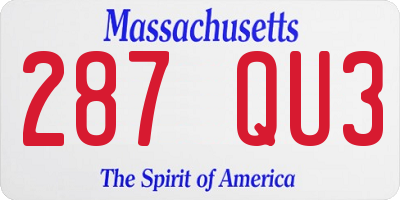 MA license plate 287QU3