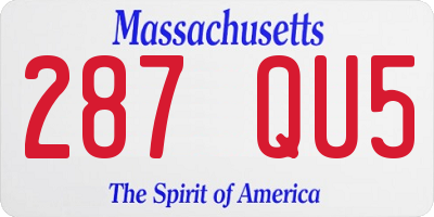 MA license plate 287QU5