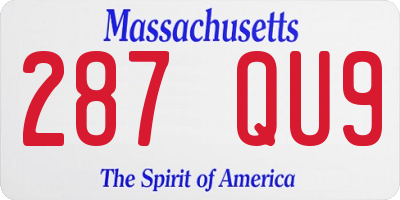 MA license plate 287QU9