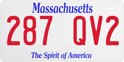 MA license plate 287QV2
