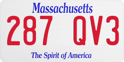 MA license plate 287QV3