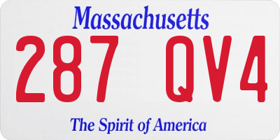 MA license plate 287QV4