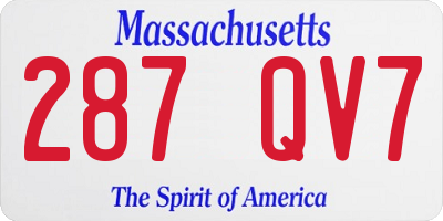 MA license plate 287QV7