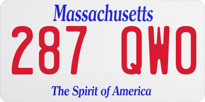MA license plate 287QW0