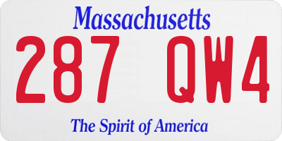 MA license plate 287QW4