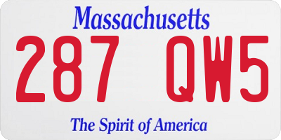 MA license plate 287QW5