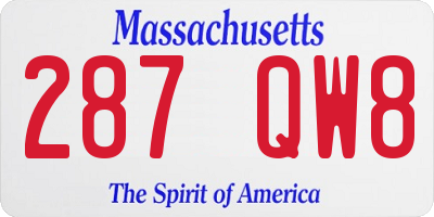 MA license plate 287QW8