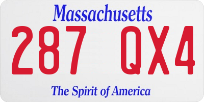 MA license plate 287QX4
