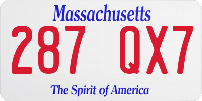 MA license plate 287QX7