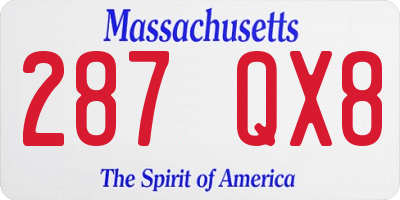 MA license plate 287QX8