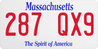 MA license plate 287QX9