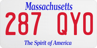 MA license plate 287QY0