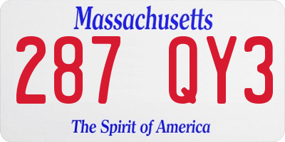 MA license plate 287QY3